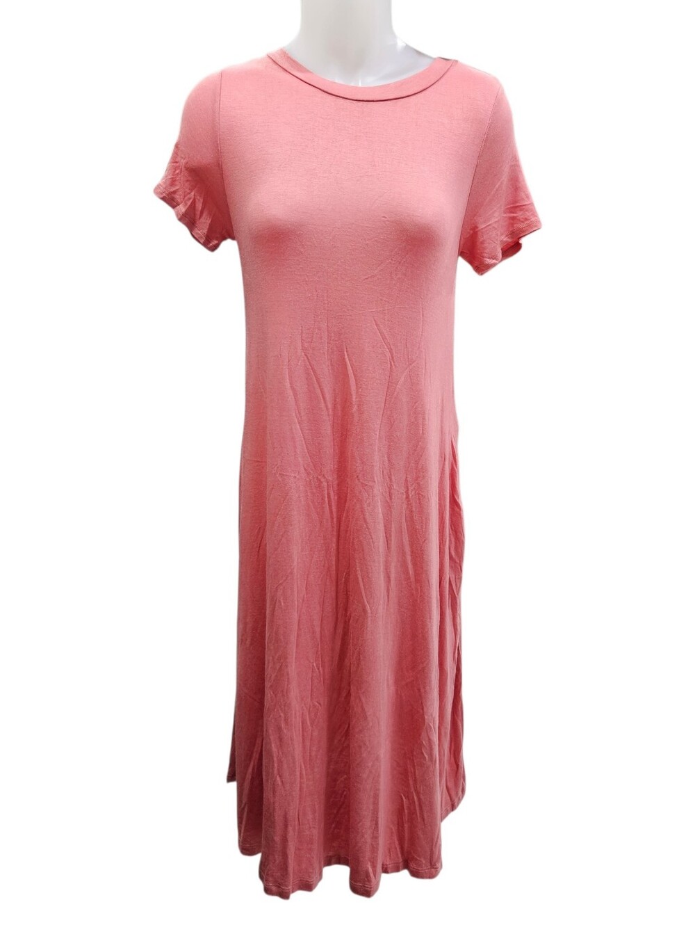 Honey & Lace NAPA Dress Solid Salmon Dusty Rose XS Pockets Stretchy Flowy NWT